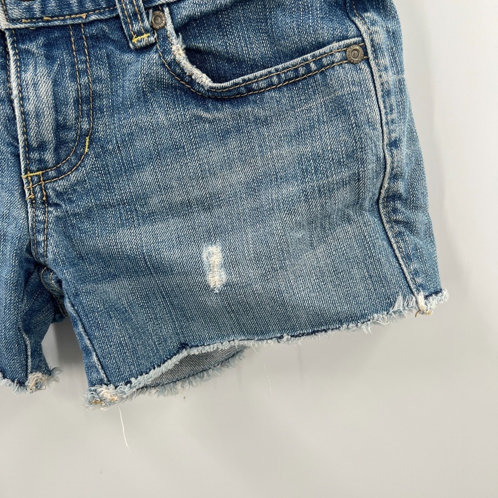 vintage Y2K Ultra Low Rise Denim grunge Shorts cutoff Jean Light Wash Denim  0 - Picture 2 of 9